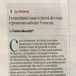 Our Supporter Fabio Moretti Responds To Paolo Costa’s Strategies For The Revitalisation Of Venice In The Corriere Del Veneto